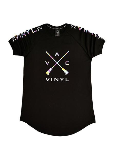 Vinyl art clothing black lined colours t-shirt