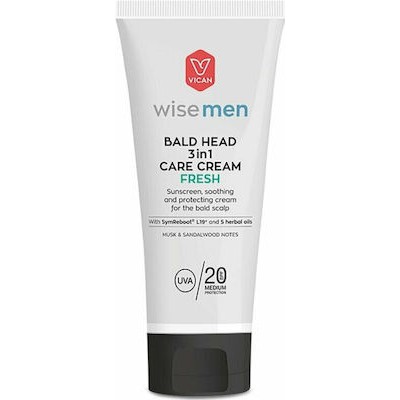 WISE Men Bald Head 3in1 Care Cream Fresh Αντηλιακή, Καταπραϋντική & Προστατευτική Κρέμα Για Το Δέρμα Της Κεφαλής Με Άρωμα Musk & Σανταλόξυλου 100ml