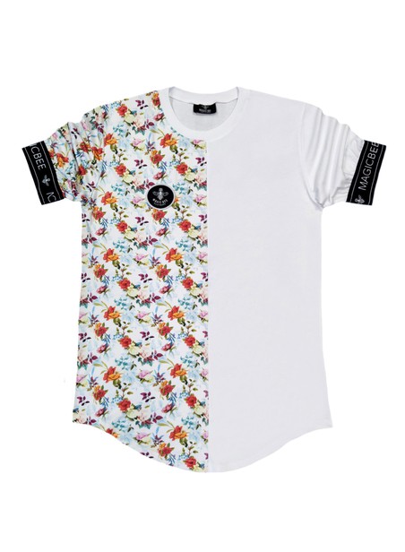  Magic bee clothing white half-printed t-shirt 