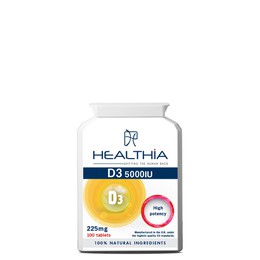 Healthia Vitamin D3 5000IU Συμπλήρωμα Διατροφής με Βιταμίνη D3, 100tabs