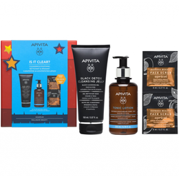 Apivita Promo Is It Clear Black Detox Cleansing Jelly 150ml & Cleansing Tonic Lotion 200ml & Express Beauty Face Scrub Apricot 2x8 ml