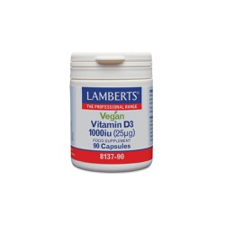 Lamberts Vegan Vitamin D3 1000IU 25mg Συμπλήρωμα Διατροφής Για Το Ανοσοποιητικό 90 κάψουλες