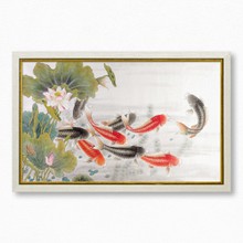 Fish asian ink wash painting 728 71  65x40 