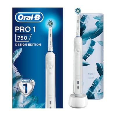 ORAL-B Pro 1 750 Design Edition Ηλεκτρική Οδοντόβουρτσα Με Χρονομετρητή & Αισθητήρα Πίεσης White & Travel Case