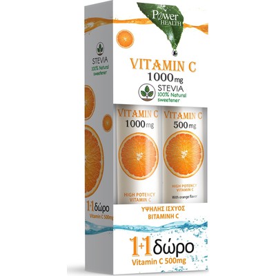 Power Health - Vitamin C 1000mg με Στέβια - 20+4eff.tabs & ΔΩΡΟ Vitamin C 500mg - 20eff.tabs