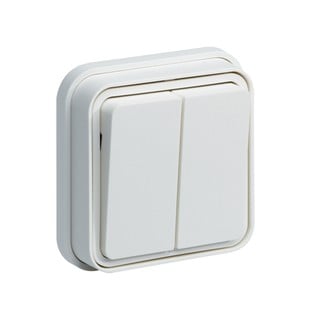 Cubyko IP55 Complete Recessed Double Switch A/R Wh