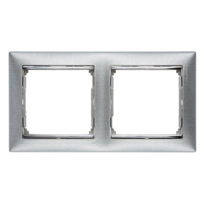 Valena Plate 2 Gang Horizontal Aluminium Brushed