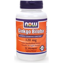 Now Foods Ginkgo Biloba 120 mg Συμπλήρωμα Διατροφής για την Καλή Λειτουργία του Εγκεφάλου & την Ενίσχυση της Μνήμης, 50 Veg.caps