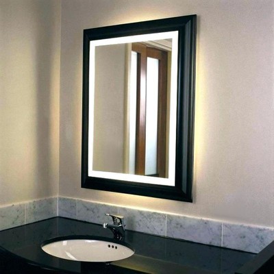 Καθρέπτης μπάνιου 70x90 φωτιζόμενος με LED και μαύ