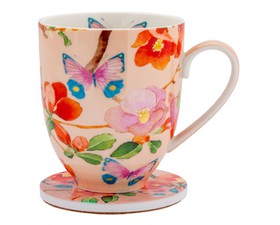 Maxwell Williams Σετ Κούπα Πορσελάνης 400ml & Σουβέρ Japonica Joy Gabby Malpas  σε Συσκευασία Δώρου