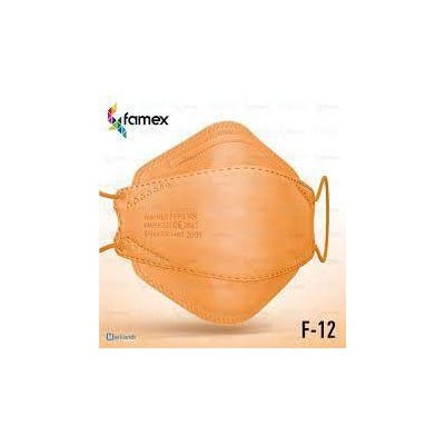 FAMEX 3D Extra Comfort Fish Style Μάσκα Υψηλής Προστασίας Ενηλίκων FFP2 Σε Πορτοκαλί Χρώμα x20 Τεμάχια