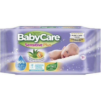 BABYCARE Sensitive Plus Μωρομάντηλα Με Αλόη & Βιταμίνη Ε 54 Τεμάχια