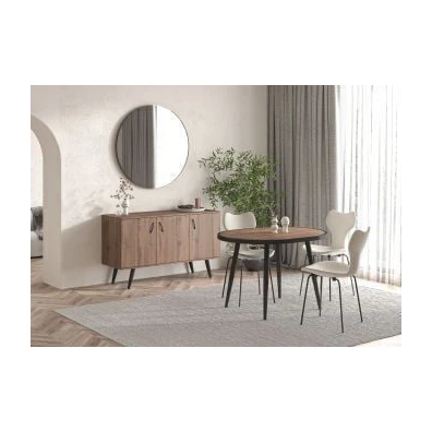 Τραπέζι Δείπνου Φ120x90x78cm N16 Νέο Καρυδί Μελαμί