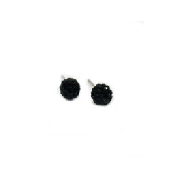 InoPlus Borghetti Hypoallergenic Earrings Bubble With Black Rhinestone Large 2 pieces