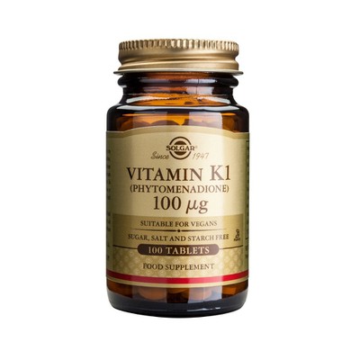Solgar - Vitamin Κ1 100mcg Λιποδιαλυτή βιταμίνη μορφής Κ1 (φυτοναδιόνη) - 100tabs