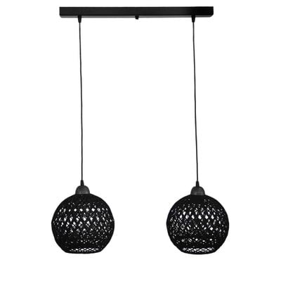 Pendant Light Bar 2/L Balls Rope Black Silk/2L