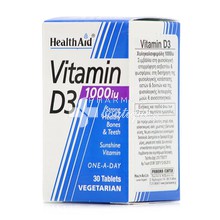 Health Aid Vitamin D3 1000iu, 30 veg. tabs
