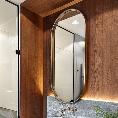 Καθρέπτης μπάνιου τοίχου 45x90 οβάλ κάψουλα μεταλλ