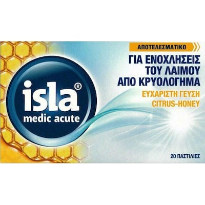 ISLA  Medic Acute Citrus & Honey Για Τις Ενοχλήσεις Του Λαιμού Με Γεύση Κίτρο & Μέλι 20 Καραμέλες