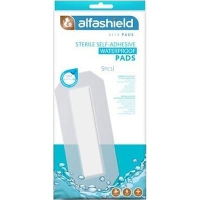 KARABINIS Alfashield Sterile Self  Adhesive Waterproof Pads Αδιάβροχα Αποστειρωμένα Αυτοκόλλητα Επιθέματα 6x8cm 5 Τεμάχια