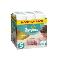 Pampers Premium Care Πάνες Μέγεθος 5 (Junior) 11-18 Κg 136 Πάνες