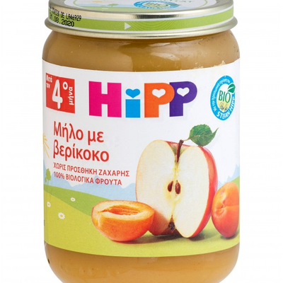 HIPP Bio Βρεφική Φρουτόκρεμα Μήλο Με Βερίκοκο Από 4 Μηνών 190g