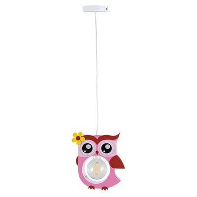 Kids Hanging Lamp 4338 1/L Owl Pink