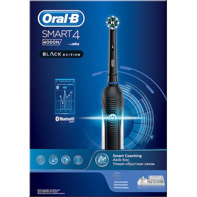ORAL B Smart 4 4000 Ηλεκτρική Οδοντόβουρτσα Με Χρονομετρητή & Αισθητήρα Πίεσης Black Edition