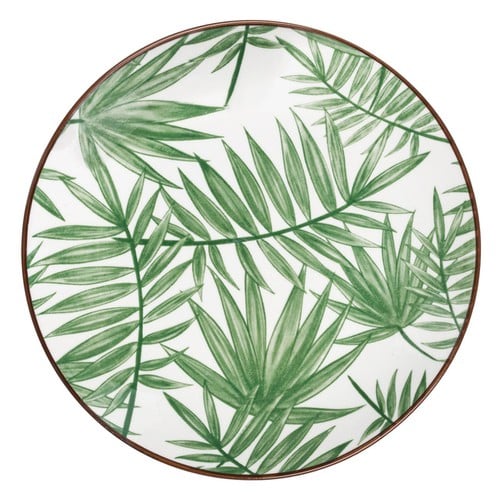 Pjate porcelani me dizajn gjethe jeshile