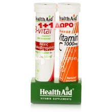 Health Aid Σετ B-VITAL - Βερύκοκο, 20eff. tabs & Δώρο Vitamin C 1000mg - Πορτοκάλι, 20eff. tabs