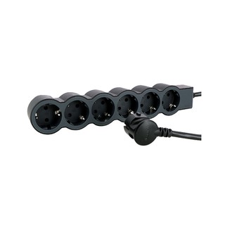 Socket Outlet Standard 6-Way Cable 3m Black