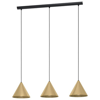 Pendant Light Narices Black Rail With Gold Shades 