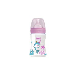 Chicco Well Being Plastic Bottle 0m + With Silicone Nipple Pink 150ml 