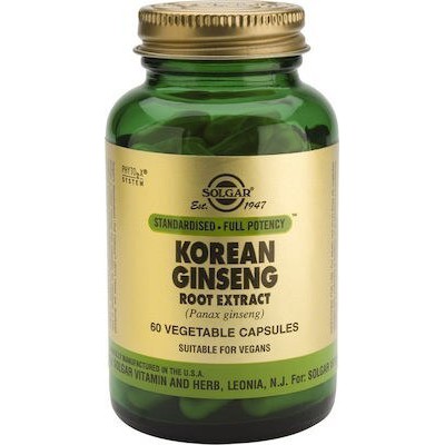 SOLGAR Korean Ginseng Root Extract Συμπλήρωμα Διατροφής Με Κορεάτικο Τζίνσενγκ (Panax) Για Ενέργεια & Τόνωση Του Οργανισμού - Ιδανικό Ως Ανδρικό Αφροδισιακό 60 Κάψουλες