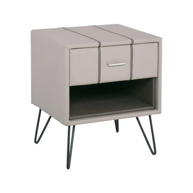 Bedside Table PU Beige 41x48x56cm ZWW Rialto