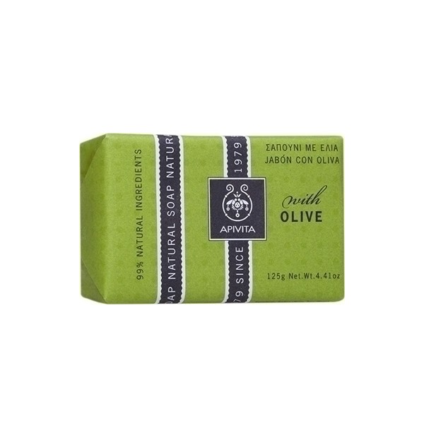 APIVITA Olive Natural Soap, Σαπόυνι με Ελιά για την ξηρή επιδερμίδα 125GR