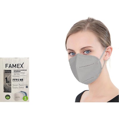 FAMEX Μάσκα Προσώπου Υψηλής Προστασίας KN95-FFP2 Χωρίς Βαλβίδα Γκρι x10