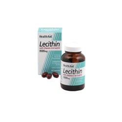 Health Aid Lecithin 1000mg & CoQ-10 & Vitamin E Dietary Supplement For Heart Protection & Cholesterol Control 30 capsules