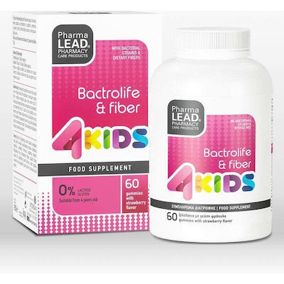 PHARMALEAD 4Kids Bactrolife & Fibre Συμπλήρωμα Διατροφής Προβιοτικών & Πρεβιοτικών Για Παιδιά Με Γεύση Φράουλα 60 Ζελεδάκια