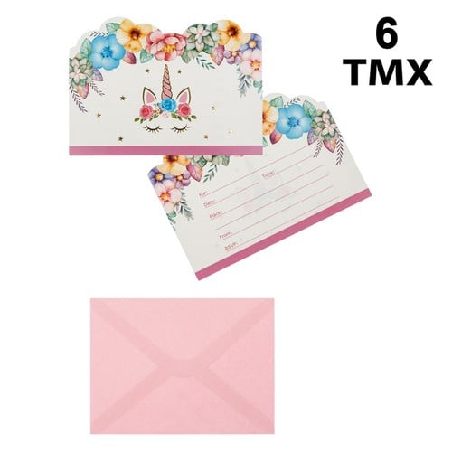 Zarfa dhe letra per ftesa ditelindje me lule 6cp 1