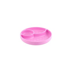 Chicco Silicone Plate Πιάτο Σιλικόνης Με Χωρίσματα Και Βεντούζα Χρώμα Ροζ 12m+ 1 τεμάχιο