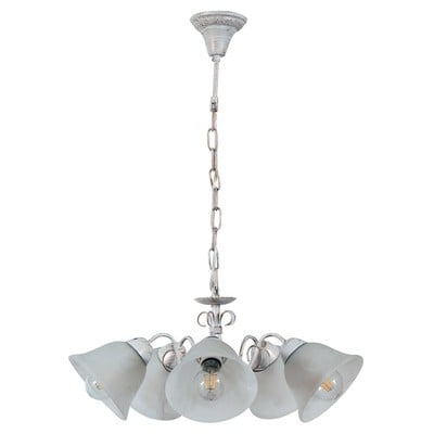 Pendant Light 5 Lights White With Patina And Glass