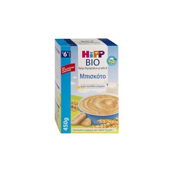 Hipp Bio Κρέμα Δημητριακών 6m+ Με Γάλα & Μπισκότο Χωρίς Προσθήκη Ζάχαρης 450gr