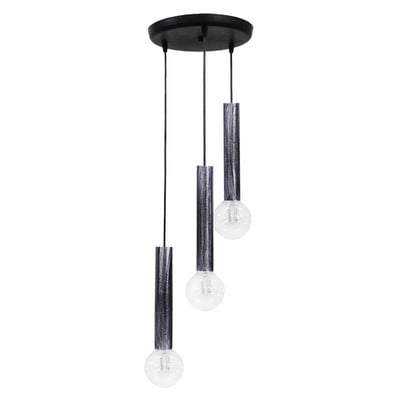 Pendant Light 3xE27 Round Base Silver Tubes