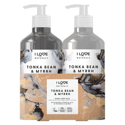 I LOVE Naturals Hand Care Duo Tonka Bean & Myrrh Hand & Body Lotion 500ml & Hand Wash 500ml