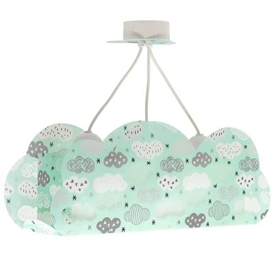 Kid'S Green Ceiling Light Clouds 2Xe27 15W