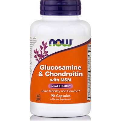 NOW Foods Glucosamine & Chondroitin With MSM Συμπλήρωμα Διατροφής ου Συμβάλει στην Ενίσχυση της Δομής των Αρθρώσεων 90 Κάψουλες