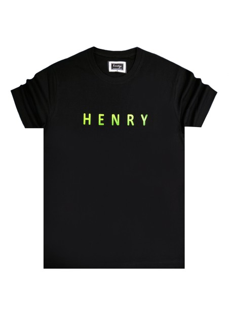 HENRY CLOTHING BLACK 3D GREEN LOGO T-SHIRT