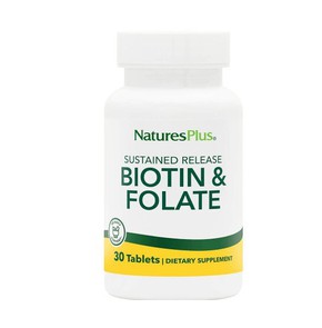Nature's Plus Biotin Folic Acid Βιοτίνη, 30 Tαμπλέ