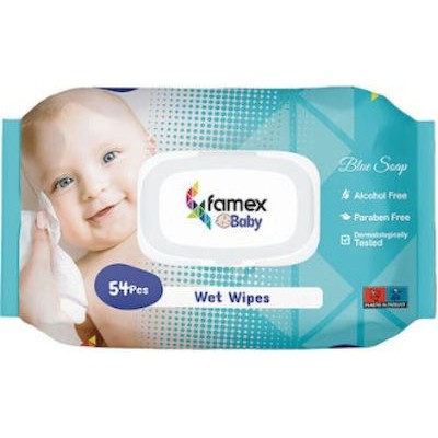 FAMEX Blue Soap Μωρομάντηλα Xωρίς Οινόπνευμα & Parabens 54 Τεμάχια